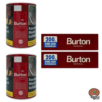 Burton Original Feinschnitt Tabak Dose 2x 120g, Burton Hülsen