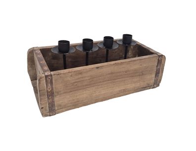 Kerzenhalter Ziegelform Lucerna für vier Kerzen, recyceltes Holz