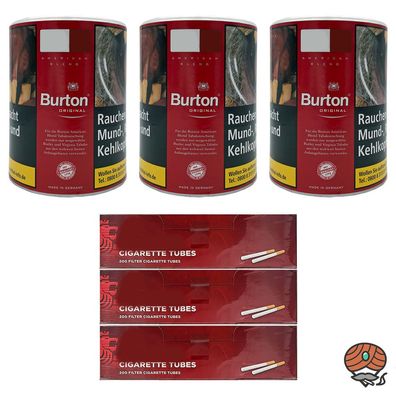 Burton Original Feinschnitt Tabak Dose 3x 120g, 600 Hülsen