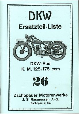 DKW Ersatzteilliste Nr. 26, KM 125 ccm und KM 175 ccm, Motorrad, Oldtimer