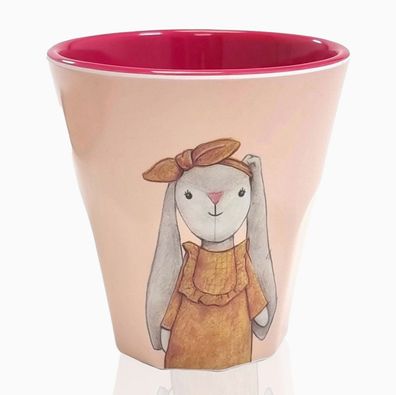 Melamin Becher rosa "Hase Hedda", Becher, Kinderbecher,