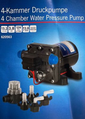 Wasserpumpe Carbest 12 V Druckwasser Pumpe 13,2 L 3,8 bar 620563r NEU