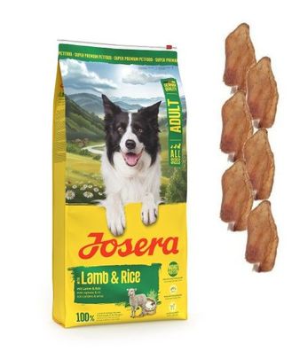 Josera Lamm & Reis 12,5 kg N. + 6 * Kaninchenohren Trockenfutter Premium Hundefutter