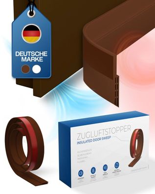 MIDORI Zugluftstopper für Türen 2 x 100cm Türdichtung Türbodendichtung unten Braun Sc