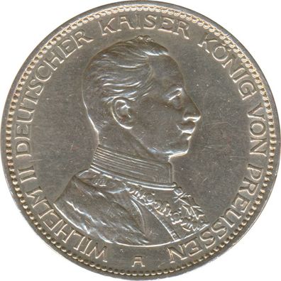 Preussen 3 Mark 1914 A Wilhelm II in Uniform Silber*
