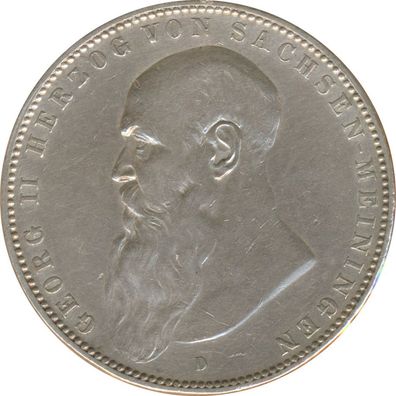 Sachsen-Meiningen 5 Mark 1909 D Georg II Silber*