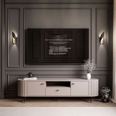 TV-Lowboard, RTV-Schrank ELODIE mit Schublade, Kaschmir, Schwarz