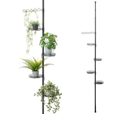 bremermann Teleskop-Blumenregal mit 4 Ablagen, höhenverstellbar, schwarz