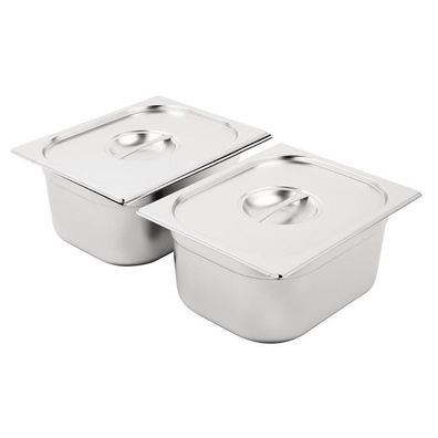 Vogue Edelstahl Gastronorm Schalen Set 2 x 1/2 Mit Deckeln