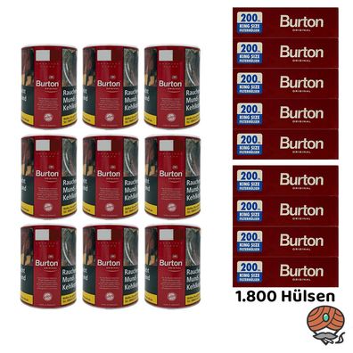 Burton Original Feinschnitt Tabak Dose 9x 120g, 1800 Hülsen