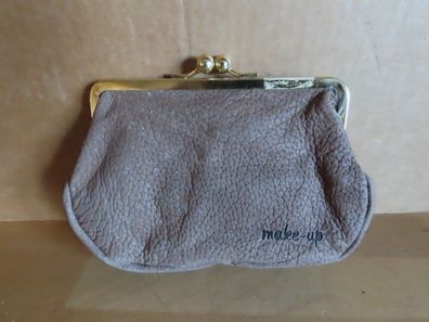 Make-ub Täschen mit Klippverschluß braun oder fürs Kleingeld Leder