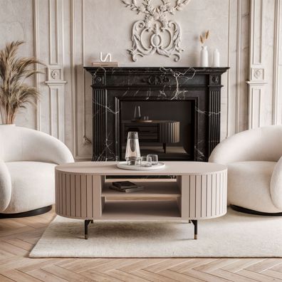 Couchtisch ELODIE mit Ablagefläche Kaschmir, Schwarz