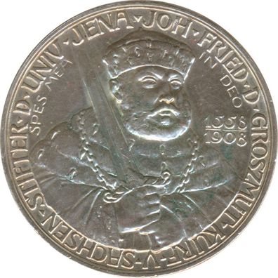 Sachsen-Weimar-Eisenach 5 Mark 1908 Universität Jena Silber*
