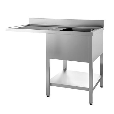 Gastro-M Spültisch mit Sockel und unterer Ablage mm 1200x 700x850 Mit Aussparung