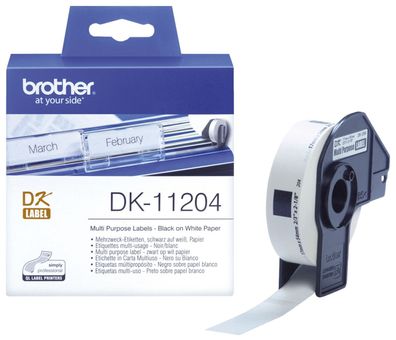 Brother DK11204 DK-Einzeletiketten Papier - Mehrzweck-/Absender-Etiketten, 17x54 mm,