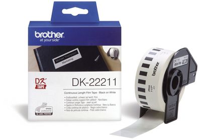 Brother DK22211 DK-Endlosetiketten Film - 29 mm x 15,24 m, schwarz auf weiß