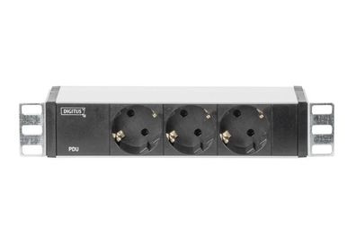 Digitus 10" Steckdosenleiste, 3-fach, ohne Schalter, schwarz