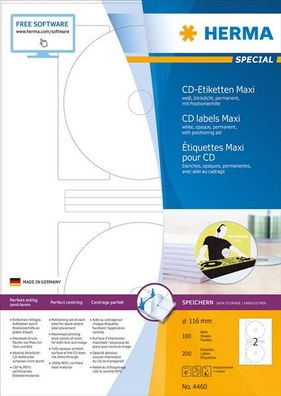 HERMA CD/DVD-Etiketten Special, Durchmesser: 116 mm, Maxi