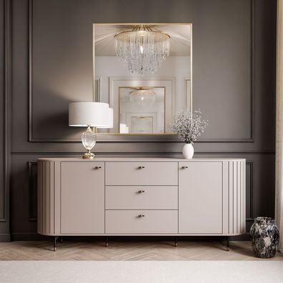 Kommode 2D3S LINNEA mit Schubladen, Kaschmir, Schwarz