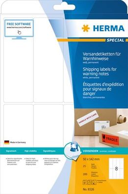 HERMA 8326 Versand-Etiketten Special, 50 x 142 mm, weiß