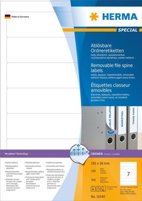 HERMA Ordnerr?cken-Etiketten "Movables" 192 x 38 mm, weiá
