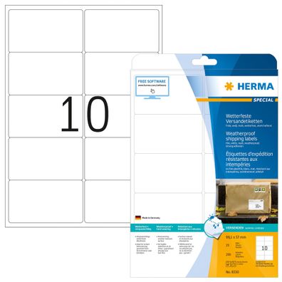 Herma 8330 8330 Folienetiketten - 99,1 x 57,0 mm, weiß, extrem stark haftend, matt, R