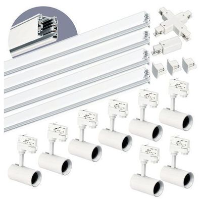 Schienensystem Komplett-Set 4x GU10 Spots 4x1m Schiene + Schalter X WEISS
