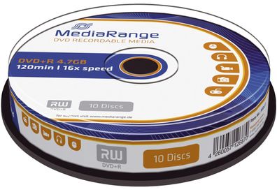 MediaRange MR453 DVD+R - 4.7GB/120Min, 16-fach/Spindel, Packung mit 10 Stück