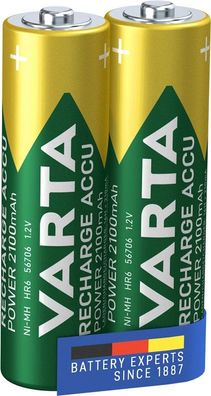 Varta 56706101402 Rechargeable Accu Power - Mignon/AA, 1,2 V, 2100 mA, 2er Blister