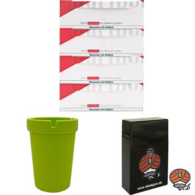 4x Marlboro Rot Extra Filterhülsen + Autoaschenbecher + Zigarettenbox