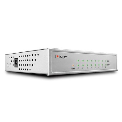 Lindy 25045 8-port Gbit Desktop Switch Gbit 8x Gbit Base-T, Metall
