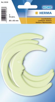 Herma 15018 Leuchtsticker Mond - 3 Stück, fluoreszierend