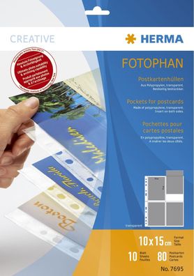 Herma 7695 Postkartenhüllen 10x15 10x4 Blatt transparent