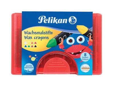 Pelikan 722942 Wachsmalstift 665/8, dreieckig, Wachskreide, 8 Farben