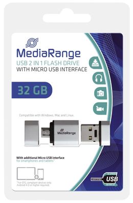 MediaRange MR932-2 USB Mobile 2 in 1 OTG USB-Stick 32GB