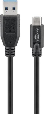 Goobay 71221 USB-C™ auf USB A 3.0 Kabel, schwarz, 2 m - USB 3.0-Stecker (Typ A) > USB