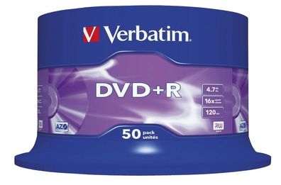 Verbatim 43550 1x50 Verbatim DVD+R 4,7GB 16x Speed, matt silver