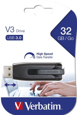 Verbatim VER49173 USB Stick 3.0 V3 Drive - 32 GB, schwarz