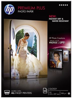 Hewlett Packard (HP) CR672A Premium Plus Fotopapier - DIN A4, hochglänzend, 300 g/qm,