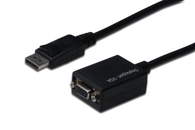 Digitus AK-340403-001-S DisplayPort Adapterkabel, DP - HD15 St/Bu, 0.15m, m/Verriegel