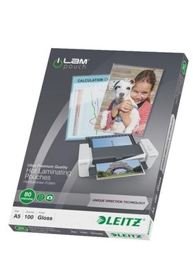 LEITZ 7492-00-00 100er Laminierfolientasche iLAM DIN A5 glänzend 80mic