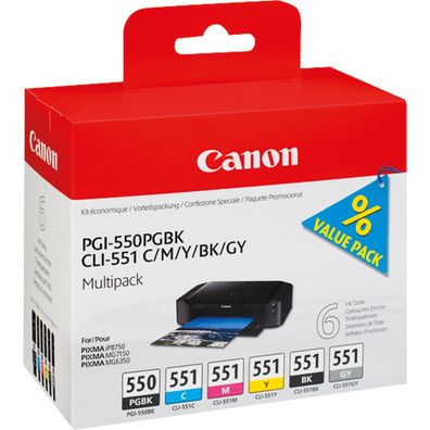 Canon 6496B005 Canon PGI-550/CLI-551 Multipack PGBK/C/M/Y/BK/GY