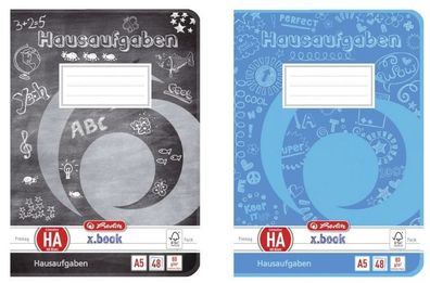 Herlitz 201509 Hausaufgabenheft LIN HA - A5, 48 Blatt, 80 g/qm, geklammert, sortiert