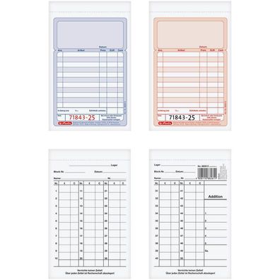 herlitz 882613 Formularbuch 2x 50 Blatt Kassenblock mit Additionsblatt, mit fortlaufe
