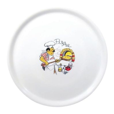 Saturnia Porzellan Pizzateller 31cm mit "Koch"-Verzierung (6 Stück)