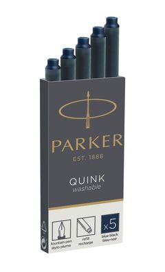 Parker 1950385 Tintenpatrone Quink - schwarz-blau, 5 Patronen
