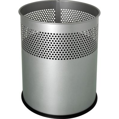 helit H2515787 Stahl-Papierkorb, mit Lochdekor, 15 Liter, alu-grau