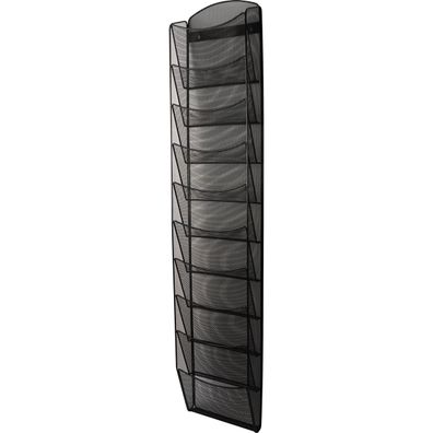 helit Wand-Prospekthalter Mesh, A4 hoch, 10 F„cher, schwarz