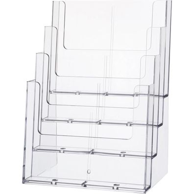 helit H2352402 Tisch-Prospekthalter, DIN A4 hoch, 4 Fächer, glasklar