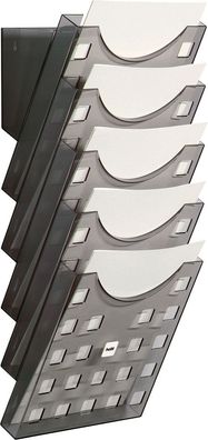 helit H6103108 Wand-Prospekthalter-Set, DIN A4 hoch, grau-transparent